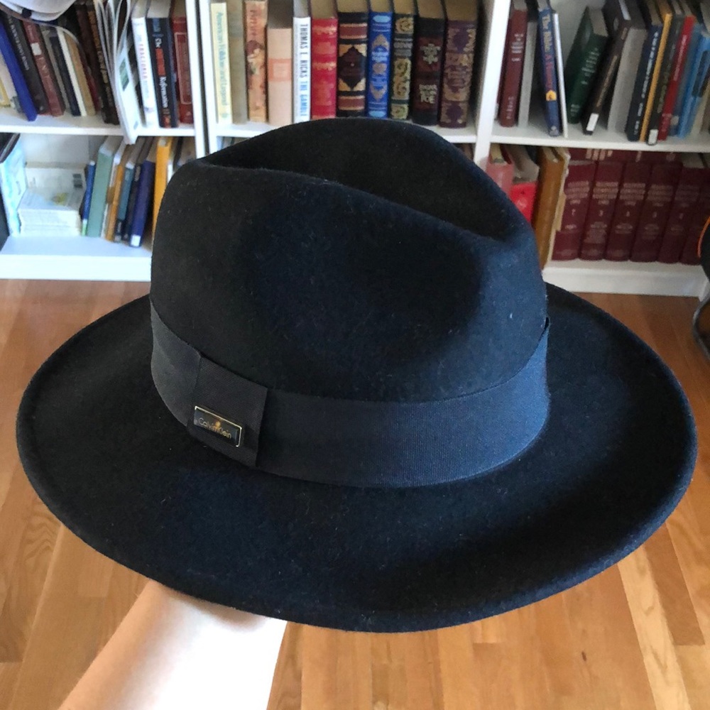 Calvin Klein Black wool felt hat fedora